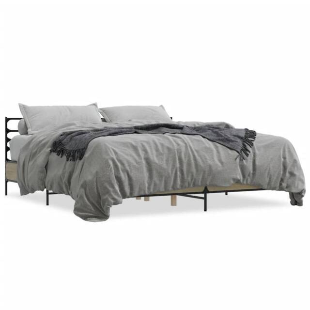 Berkfield Home Bed Frame without Mattress Sonoma Oak 200x200 cm in Light Tan - image 1