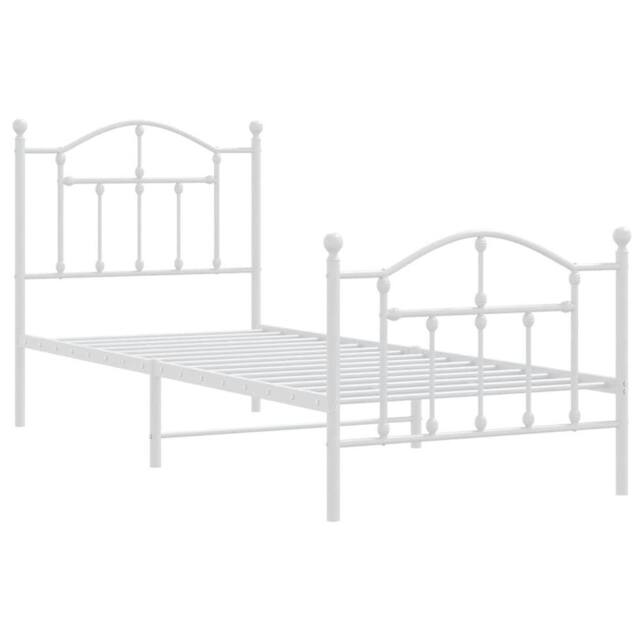 Berkfield Home Metal Bed Frame with Headboard & Footboard White 90x200 cm - image 1