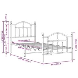Berkfield Home Metal Bed Frame with Headboard & Footboard White 90x200 cm - thumbnail 9