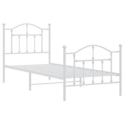 Berkfield Home Metal Bed Frame with Headboard & Footboard White 90x200 cm - thumbnail 1