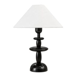 ValueLights Justin Natural Linen Tapered Shade Walnut Dark Wood Stacked Table Lamp - thumbnail 2