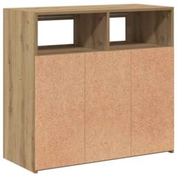 Berkfield Home Sideboard with LED Lights Artisan Oak 80x35x75 cm Engineered Wood in Brown - Size: 80 x 35 x 75 cm - thumbnail 9