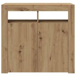 Berkfield Home Sideboard with LED Lights Artisan Oak 80x35x75 cm Engineered Wood in Brown - Size: 80 x 35 x 75 cm - thumbnail 6