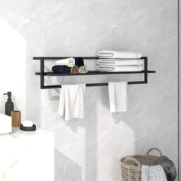 Berkfield Home Towel Rack Black 95x25x22 cm Iron - Size: 95 x 25 x 22 cm