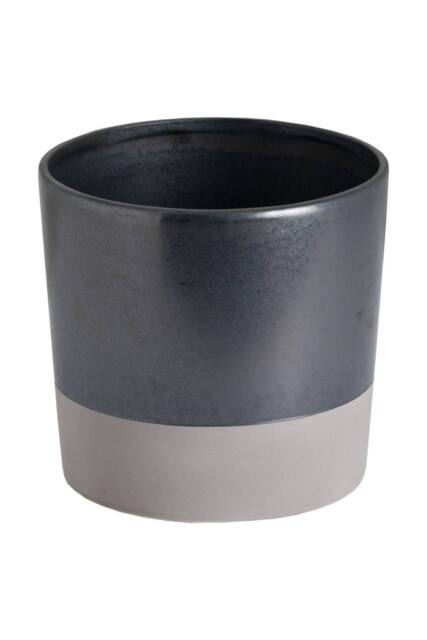 KDMD Large Metallic Grey Ceramic Planter - Modern Minimalist Decor - image 1