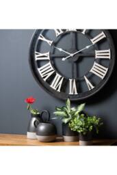 KDMD Large Metallic Grey Ceramic Planter - Modern Minimalist Decor - thumbnail 3