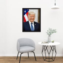 "Artery8 Wall Art Print Craighead Portrait US President Donald Trump Photo Large Framed Wall Décor Art in White - Size: W18"" x H24""" - thumbnail 2