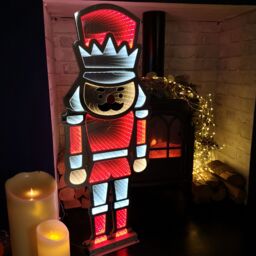Samuel Alexander 87cm LED Infinity Standing Christmas Nutcracker Decoration with Metal Base in Red & White - thumbnail 4