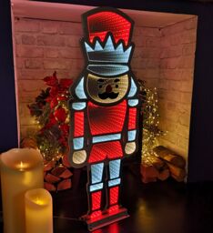 Samuel Alexander 87cm LED Infinity Standing Christmas Nutcracker Decoration with Metal Base in Red & White - thumbnail 1