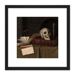 Artery8 Harnett Memento Mori To This Favour 8X8 Inch Square Wooden Framed Wall Art Print Picture with Mount in Black - thumbnail 1
