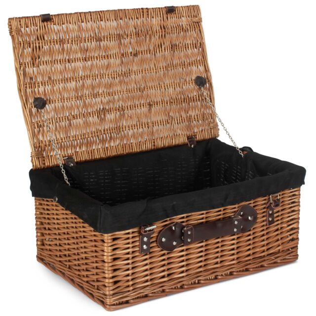 Red Hamper Wicker 56cm Double Steamed Picnic Hamper Basket With Black Lining in Brown - image 1