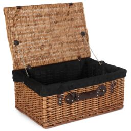 Red Hamper Wicker 56cm Double Steamed Picnic Hamper Basket With Black Lining in Brown - thumbnail 1