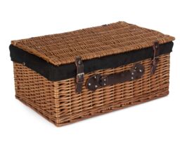Red Hamper Wicker 56cm Double Steamed Picnic Hamper Basket With Black Lining in Brown - thumbnail 2