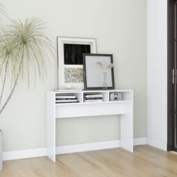 Berkfield Home Console Table White 105x30x80 cm Engineered Wood - Size: 105 x 30 x 80 cm - thumbnail 1