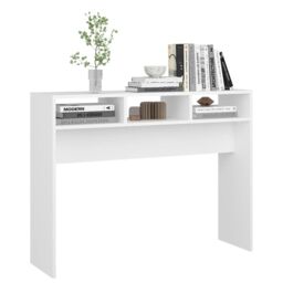 Berkfield Home Console Table White 105x30x80 cm Engineered Wood - Size: 105 x 30 x 80 cm - thumbnail 4