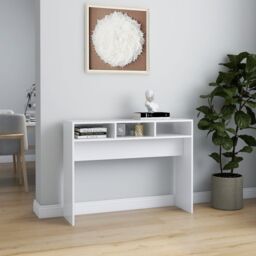 Berkfield Home Console Table White 105x30x80 cm Engineered Wood - Size: 105 x 30 x 80 cm - thumbnail 3