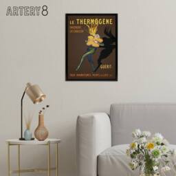 "Artery8 Le Thermogene Vintage French Ad Framed Canvas Wall Art Print Cappiello in Brown - Size: W24"" x H32""" - thumbnail 3