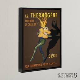 "Artery8 Le Thermogene Vintage French Ad Framed Canvas Wall Art Print Cappiello in Brown - Size: W24"" x H32""" - thumbnail 2