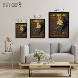 "Artery8 Le Thermogene Vintage French Ad Framed Canvas Wall Art Print Cappiello in Brown - Size: W24"" x H32""" - thumbnail 4