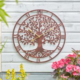 mysmartbuy 24in Tree of Life Wall Clock - Metal Clock with Bronze Finish for Outdoor Use