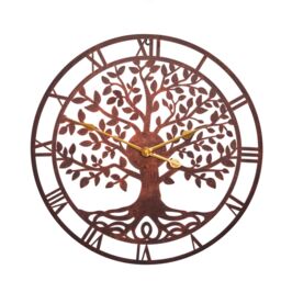 mysmartbuy 24in Tree of Life Wall Clock - Metal Clock with Bronze Finish for Outdoor Use - thumbnail 2
