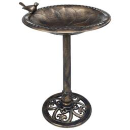 Berkfield Home Garden Bird Bath Bronze Plastic in Gold