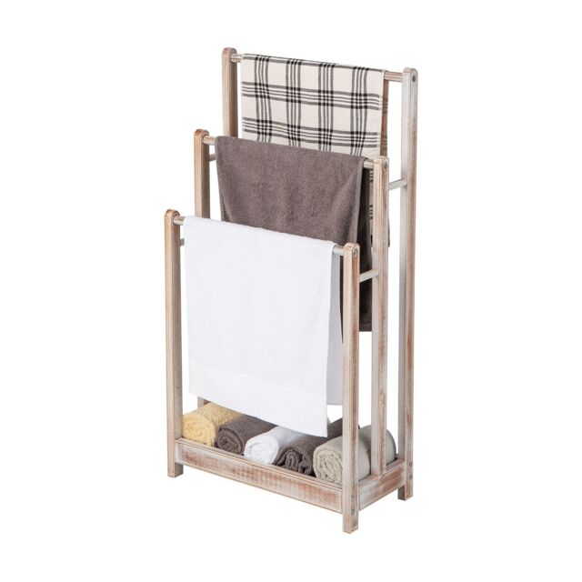 Costway Freestanding 3-tier Wood Towel Rack Bathroom Towel Drying Stand in Natural - image 1