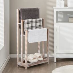 Costway Freestanding 3-tier Wood Towel Rack Bathroom Towel Drying Stand in Natural - thumbnail 3