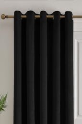 Laurence Llewelyn-Bowen 'Montrose' Velvet Blackout Eyelet Single Panel Door Curtain in Black - Size: 168 cm width x 214 cm drop - thumbnail 2