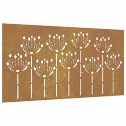 Berkfield Home Garden Wall Decoration 105x55 cm Corten Steel Flower Design in Brown - thumbnail 2
