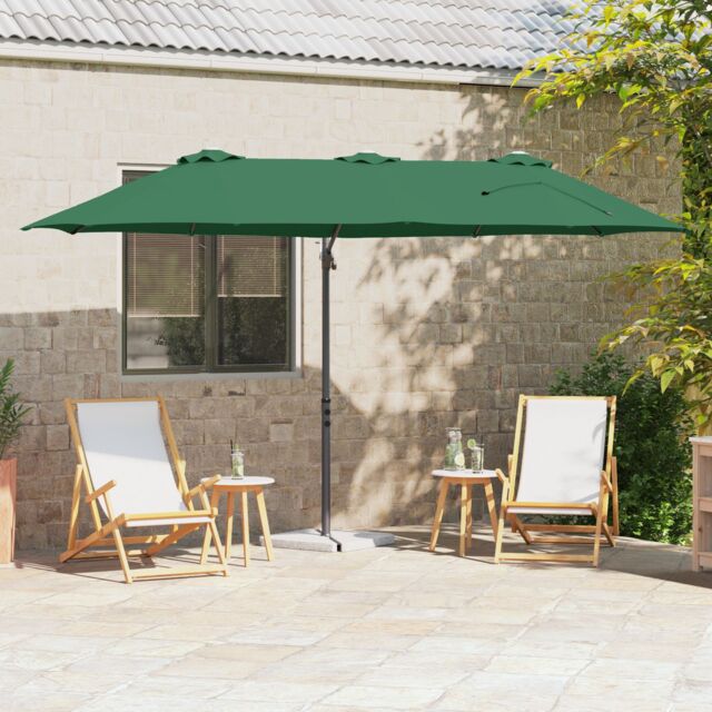Berkfield Home Garden Cantilever Parasol with Lock Green 372 x 198 x 253 cm - image 1