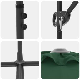 Berkfield Home Garden Cantilever Parasol with Lock Green 372 x 198 x 253 cm - thumbnail 9