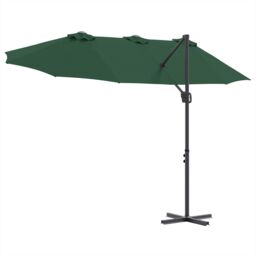 Berkfield Home Garden Cantilever Parasol with Lock Green 372 x 198 x 253 cm - thumbnail 8