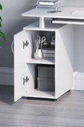 Home Discount Vida Designs Otley 3 Drawer with Internal Shelf Computer Desk Storage Office Study Workstation Gaming Table in White - thumbnail 6