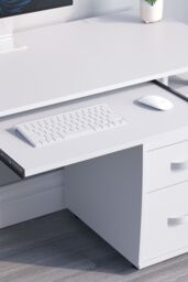 Home Discount Vida Designs Otley 3 Drawer with Internal Shelf Computer Desk Storage Office Study Workstation Gaming Table in White - thumbnail 4