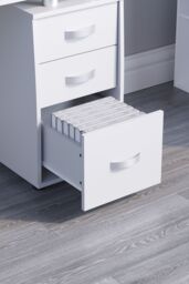 Home Discount Vida Designs Otley 3 Drawer with Internal Shelf Computer Desk Storage Office Study Workstation Gaming Table in White - thumbnail 5