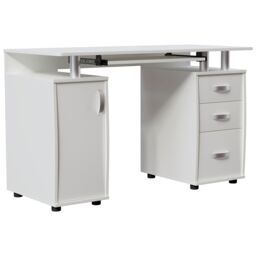 Home Discount Vida Designs Otley 3 Drawer with Internal Shelf Computer Desk Storage Office Study Workstation Gaming Table in White - thumbnail 8