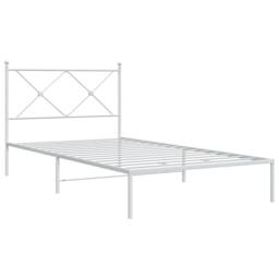 Berkfield Home Metal Bed Frame without Mattress with Headboard White 100x200cm - Size: 100x200 cm - thumbnail 3
