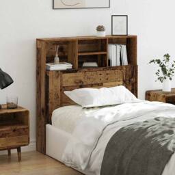 Berkfield Home Headboard Cabinet Old wood 100 x 19 x 103.5 cm Engineered wood in Brown - thumbnail 4