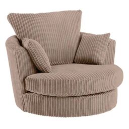 SquareBoxx Lennox Swivel Chair in Light Brown - thumbnail 3