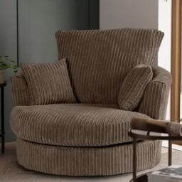 SquareBoxx Lennox Swivel Chair in Light Brown - thumbnail 1