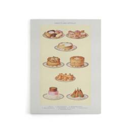 "Artery8 Sweets & Gateaux Cakes Mrs Beeton Canvas Wall Art Print in Yellow - Size: W12"" x H16""" - thumbnail 1