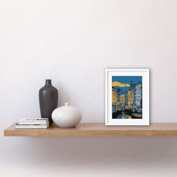 "Artery8 Wall Art Print Leeds Dock Cityscape Colour Block Artwork Framed 9X7 Inch in White - Size: W7"" x H9""" - thumbnail 2