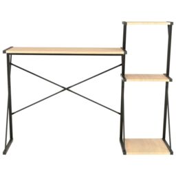 Berkfield Home Desk with Shelf Black & Oak 116x50x93 cm - Size: 116 x 50 x 93 cm - thumbnail 2