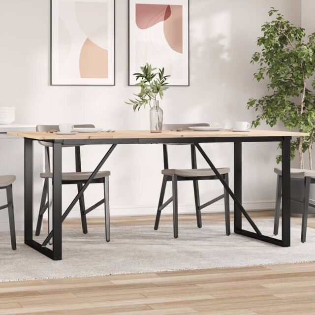 Berkfield Home Dining Table O-Frame 180x90x75 cm Solid Wood Pine & Steel in Brown - Size: 180 x 90 x 75 cm - image 1