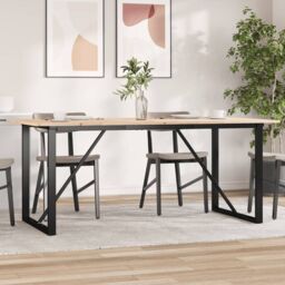 Berkfield Home Dining Table O-Frame 180x90x75 cm Solid Wood Pine & Steel in Brown - Size: 180 x 90 x 75 cm