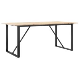 Berkfield Home Dining Table O-Frame 180x90x75 cm Solid Wood Pine & Steel in Brown - Size: 180 x 90 x 75 cm - thumbnail 6