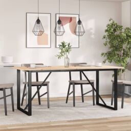 Berkfield Home Dining Table O-Frame 180x90x75 cm Solid Wood Pine & Steel in Brown - Size: 180 x 90 x 75 cm - thumbnail 3