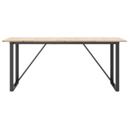 Berkfield Home Dining Table O-Frame 180x90x75 cm Solid Wood Pine & Steel in Brown - Size: 180 x 90 x 75 cm - thumbnail 4