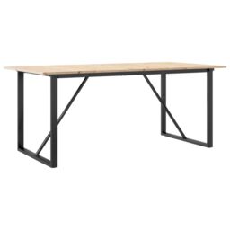 Berkfield Home Dining Table O-Frame 180x90x75 cm Solid Wood Pine & Steel in Brown - Size: 180 x 90 x 75 cm - thumbnail 2